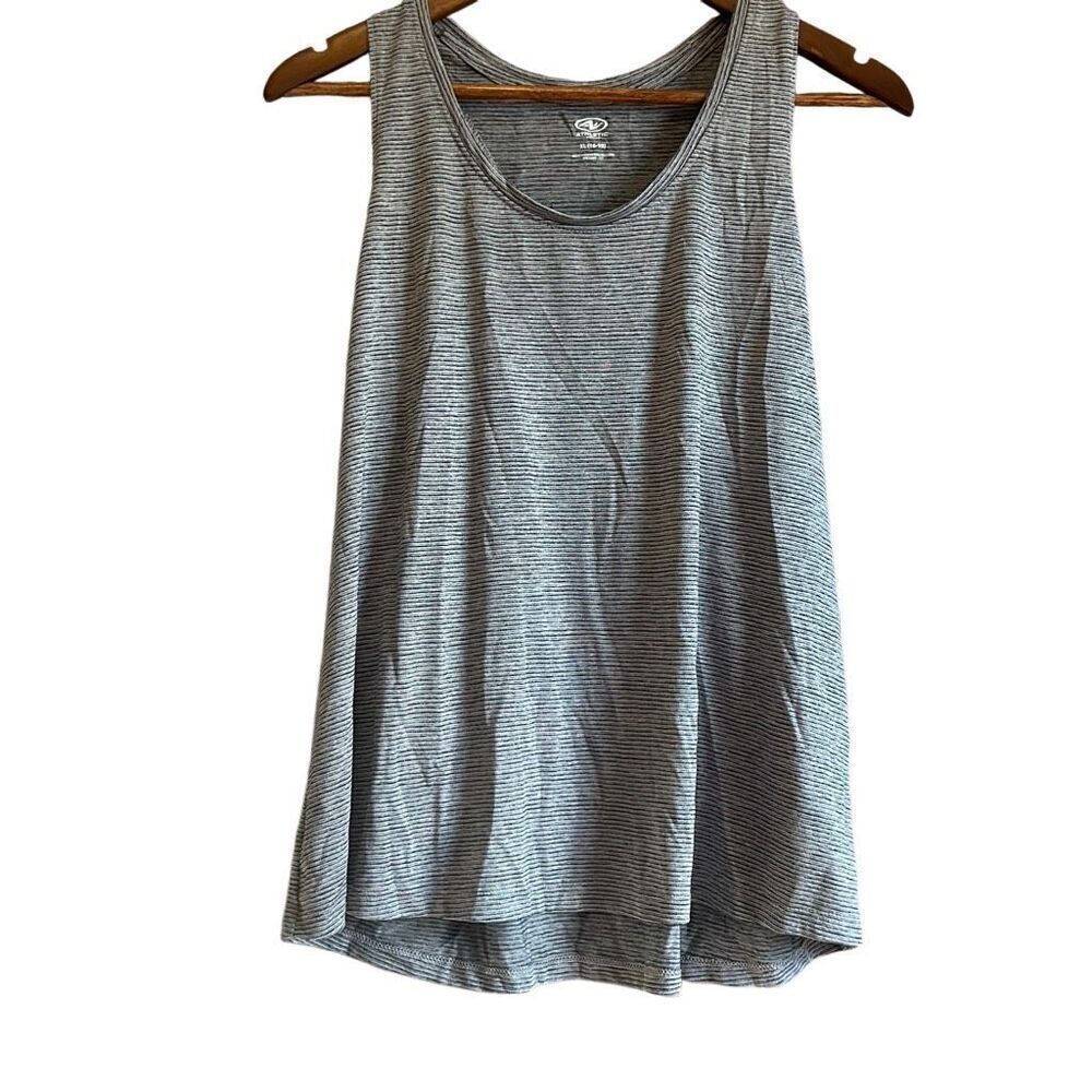 Athletic Works Tank Top‎ XL (16-18) Gray Striped Sleeveless Athletic Activewear